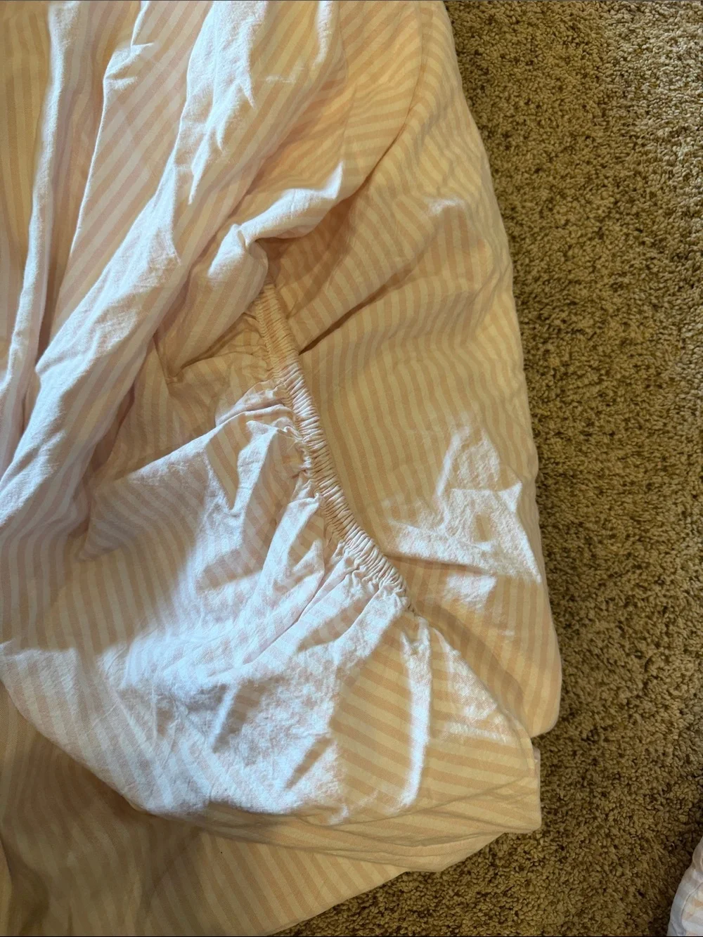 Pottery Barn Teen Powdered Blush Ruffle Stripe Sheet Set
